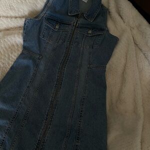 Denim Sleeveless Zip-Up Dress
